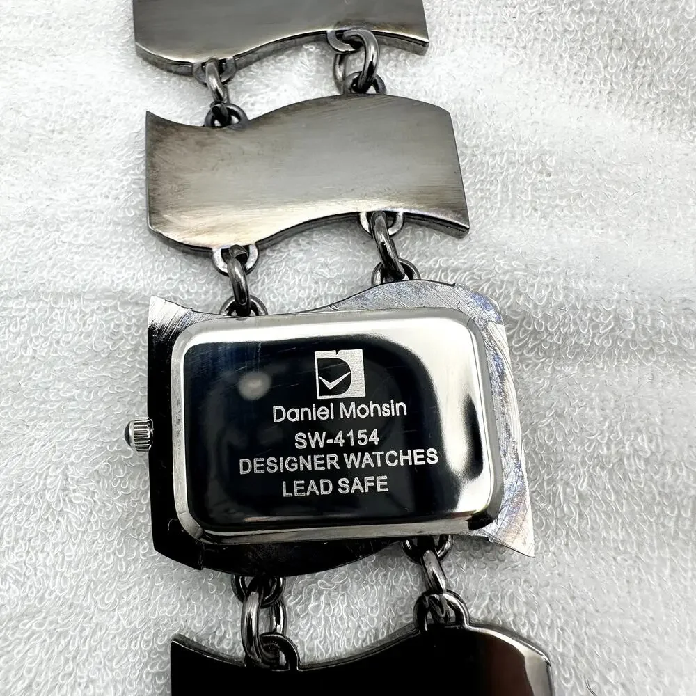 Daniel Mohsin Silver-Tone Wavy Link Bracelet Watch Roman Dial Quartz